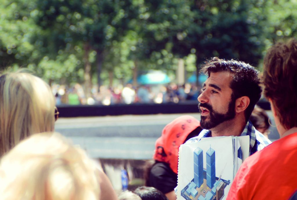 Guide at the September 11th memorial